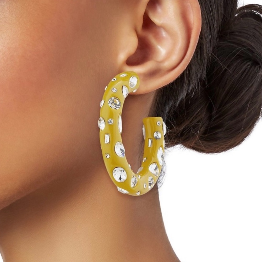 DanniJo Swarovski/Acrylic Hoop Earrings Marigold Yellow